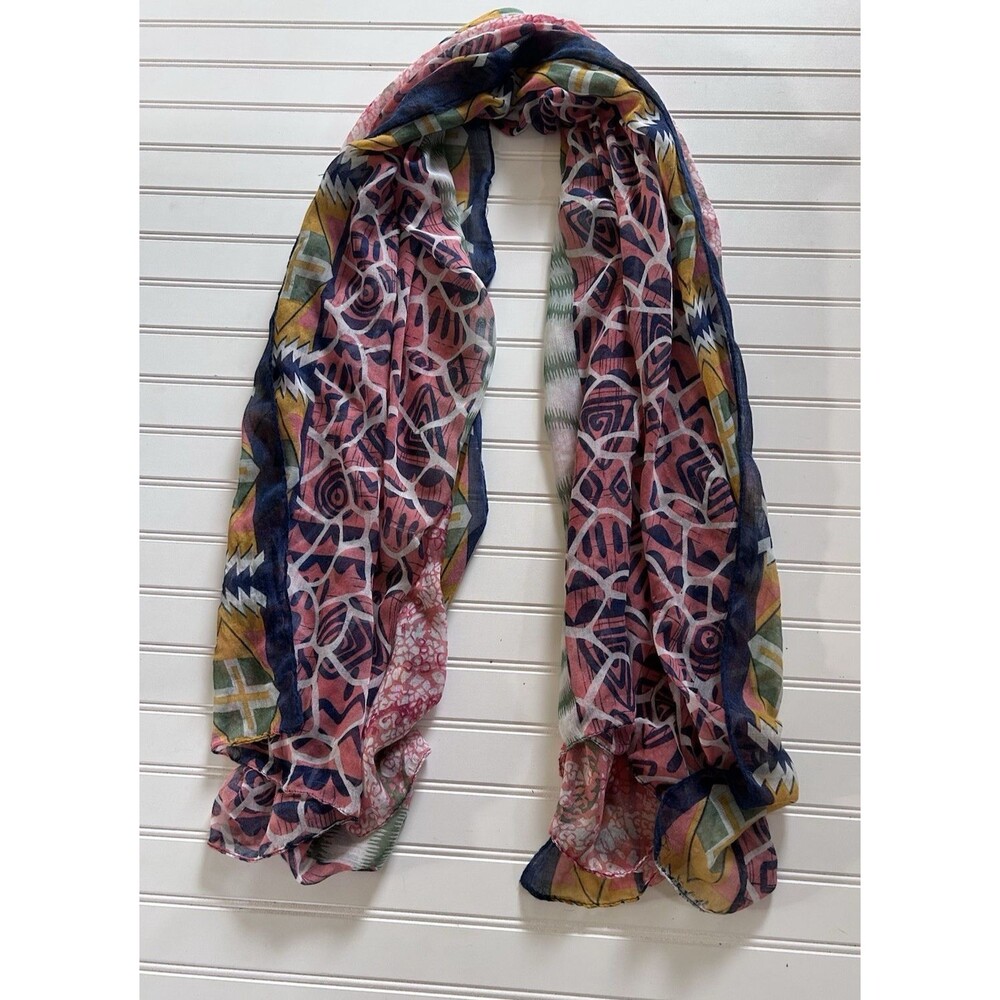 Evelyn K Scarf Women Multicolor Geometric Abstract Lightweight Pink Navy Wrap